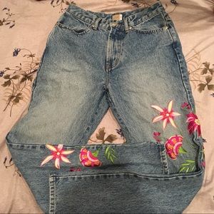 Vintage hippie floral jeans